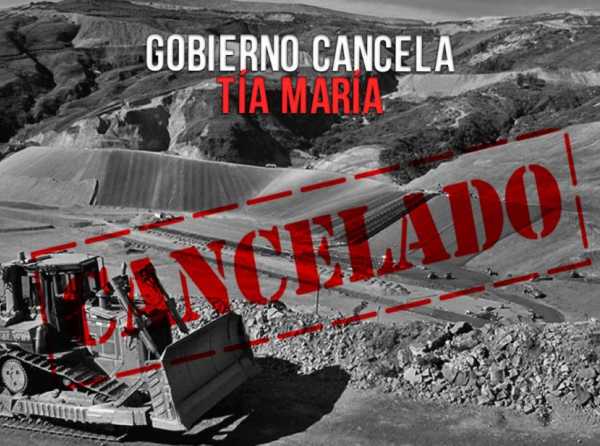 Gobierno cancela Tía María