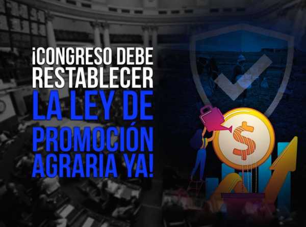 ¡Congreso debe restablecer la ley de Promoción Agraria ya!